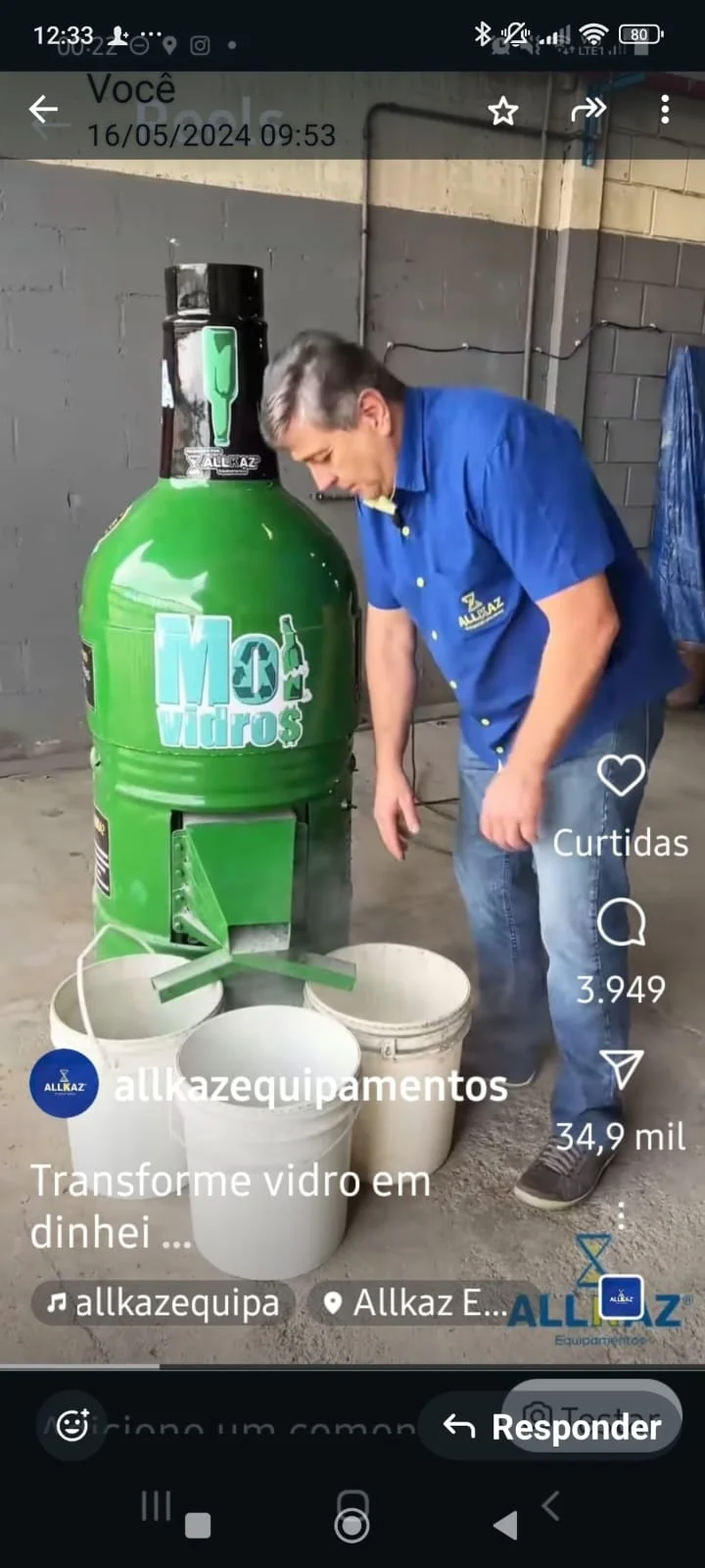 Trituração de vidro — reciclagem